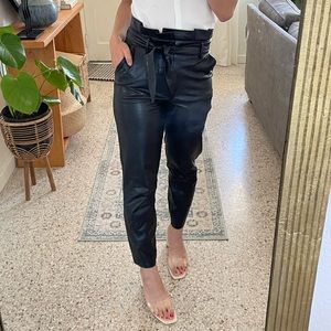 Abercrombie & Fitch Ultra High Rise Faux-Leather Paperbag Pants